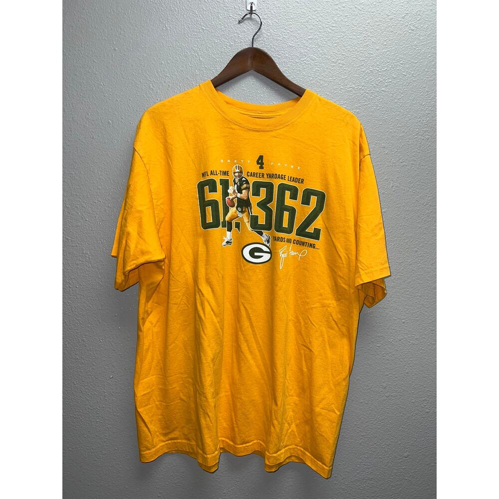 Vintage Brett Favre Shirt NFL Career Yardage Leader Green Bay Packers Tee XL